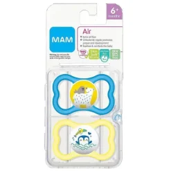 Chupeta Ortodôntica MAM Air, Menino, 6+ Meses, 2 Contagens