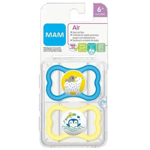Chupeta Ortodôntica MAM Air, Menino, 6+ Meses, 2 Contagens
