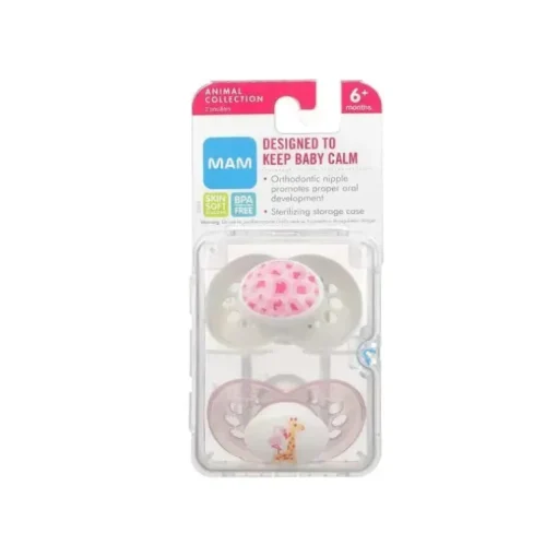 Chupeta ortodôntica MAM Animals, 2 pacotes, menina, 6+ meses