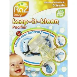 Chupeta RaZbaby Keep-it-Kleen, 0-36 meses, cores podem variar, pacote de 1