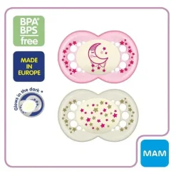 Chupetas noturnas para meninas Mam, 6M+