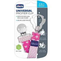 Clipe de chupeta universal dois em um da Chicco - rosa