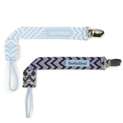 Clipes de chupeta Booginhead com 2 pacotes, Chevron azul e preto