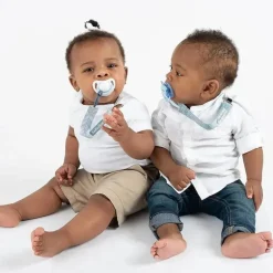 Clipes de chupeta Booginhead com 2 pacotes, melange azul
