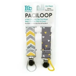 Clipes de chupeta com estampa de bebê cinza e amarelo Bazzle para meninos