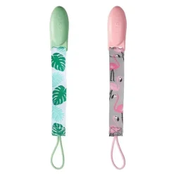 Clipes de chupeta Tomy JJ Cole 2 pk, Flamingo/Tropical