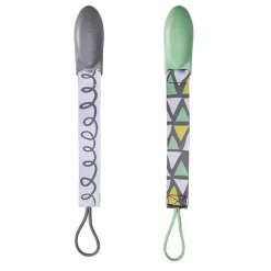 Clipes de chupeta Tomy JJ Cole 2 pk, verde/cinza