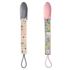 Clipes de chupeta Tomy JJ Cole 2 pk, rosa/cinza