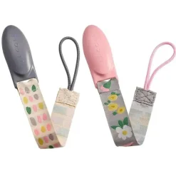 Clipes de chupeta Tomy JJ Cole 2 pk, rosa/cinza