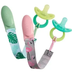 Clipes de chupeta Tomy JJ Cole 2 pk, Flamingo/Tropical