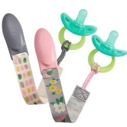 Clipes de chupeta Tomy JJ Cole 2 pk, rosa/cinza