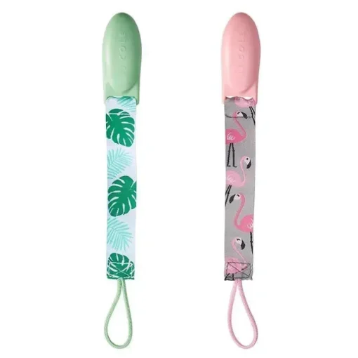 Clipes de chupeta Tomy JJ Cole 2 pk, Flamingo/Tropical