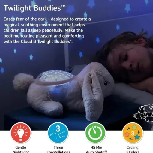 Cloud B - Projetor Calming Nightlight Star, 3 cores, 3 constelações, desligamento automático, coelho