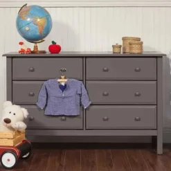 Cômoda Dupla Larga com 6 Gavetas DaVinci Jayden, Ardósia