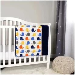 Cobertor de bebê Sherpa reversível macio Nemcor, Baleias