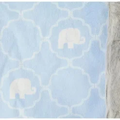 Cobertor de pelúcia Baby Vision com encadernação peluda, elefante