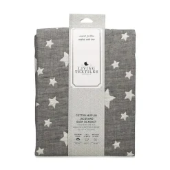 Cobertor jacquard de musselina de algodão Living Textiles - Grey Star