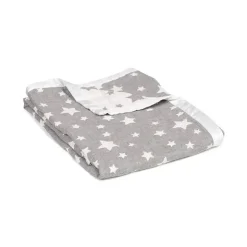 Cobertor jacquard de musselina de algodão Living Textiles - Grey Star