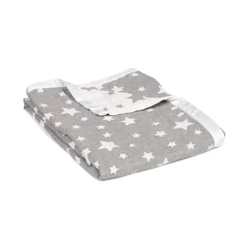 Cobertor jacquard de musselina de algodão Living Textiles - Grey Star