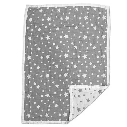 Cobertor jacquard de musselina de algodão Living Textiles - Grey Star
