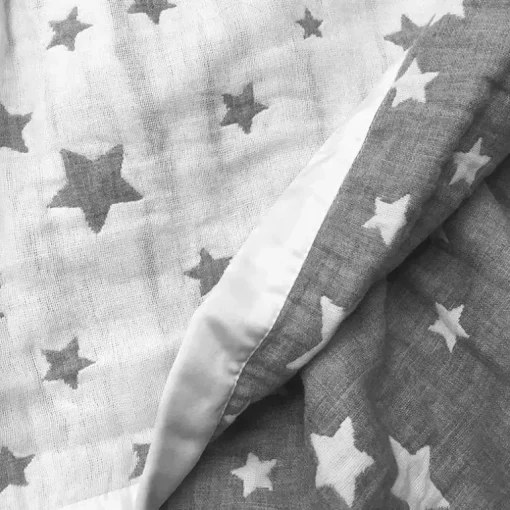 Cobertor jacquard de musselina de algodão Living Textiles - Grey Star