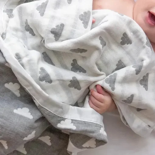 Cobertor jacquard de musselina de algodão Living Textiles - Grey Star