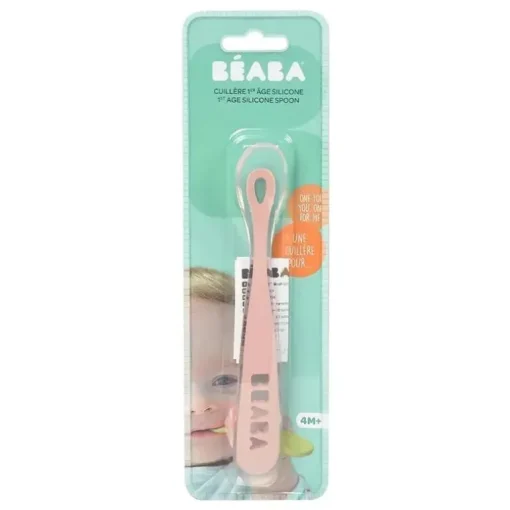 Colher Única de Silicone Beaba - First Foods, Rosa