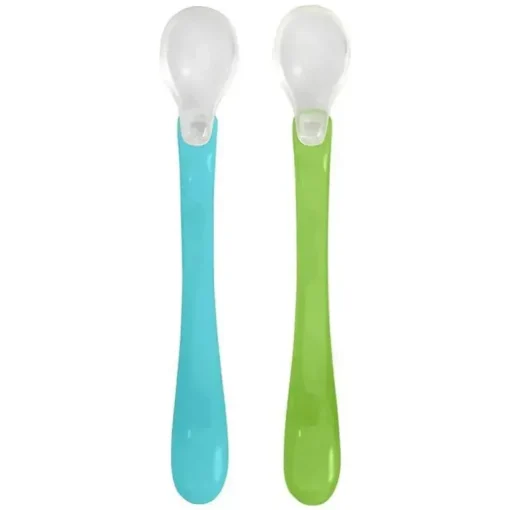 Colheres de alimentação de brotos verdes, conjunto Aqua, 2 peças