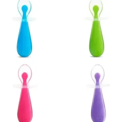 Colheres de treinamento de silicone Munchkin Gentle Scoop, pacote de 2, cores sortidas (azul e verde ou rosa e roxo)
