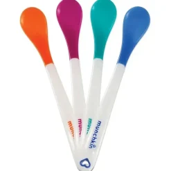 Colheres infantis quentes brancas Munchkin, pacote com 4