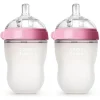 Comotomo - mamadeira 2Pk Natural Feel, rosa (8 onças)