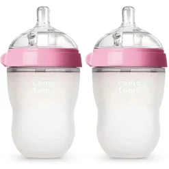 Comotomo - mamadeira 2Pk Natural Feel, rosa (8 onças)
