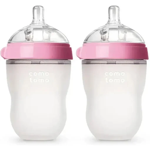 Comotomo - mamadeira 2Pk Natural Feel, rosa (8 onças)