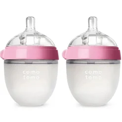 Comotomo - mamadeira 2Pk Natural Feel, rosa (5 onças)