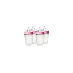 Comotomo - pacote de mamadeira com 7 unidades, rosa