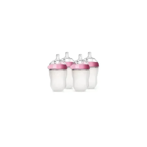 Comotomo - pacote de mamadeira com 7 unidades, rosa