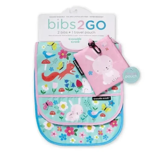 Conjunto de 2 babadores Crocodile Creek 2 Go - Backyard Friends