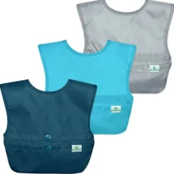 Conjunto de 3 babadores de brotos verdes Snap &amp; Go Easy Wear, conjunto azul e cinza