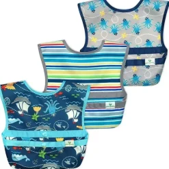 Conjunto de 3 babadores de brotos verdes Snap &amp; Go Easy Wear, Aqua Pirate