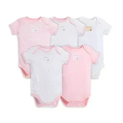 Conjunto de 5 bodys de manga curta Burt's Bees, flor