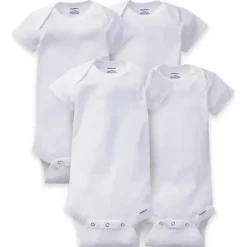 Conjunto de 4 bodys manga curta Gerber Onesies, branco