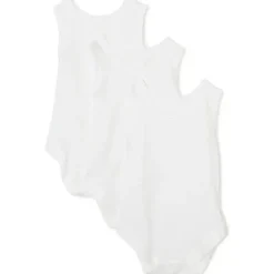 Conjunto de 3 bodys sem mangas Spasilk, branco