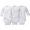 Conjunto de 3 macacões brancos de manga comprida Gerber