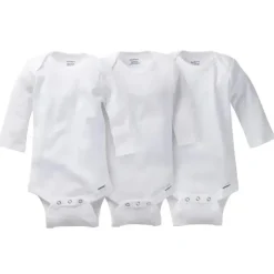 Conjunto de 3 macacões brancos de manga comprida Gerber