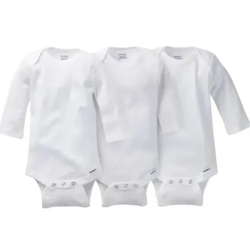 Conjunto de 3 macacões brancos de manga comprida Gerber