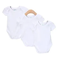 Conjunto de 3 macacões Spasilk manga curta, branco