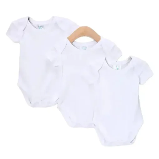 Conjunto de 3 macacões Spasilk manga curta, branco