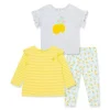 Conjunto de 3 peças Little Me Lemon - Amarelo