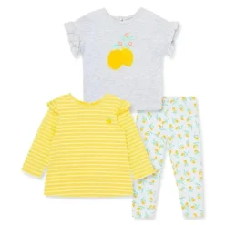 Conjunto de 3 peças Little Me Lemon - Amarelo