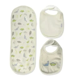 Conjunto de babador e pano de arroto Little Me Dinosaur